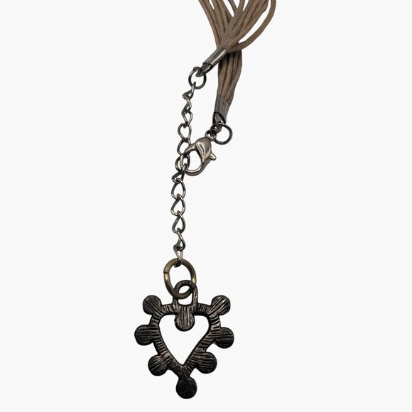 Glass Teardrop Pendant Necklace  Purple Flower Heart Adjustable - Picture 7 of 8